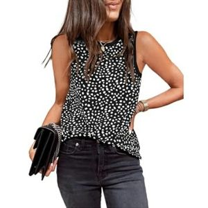 Womens Leopard Print Tank Tops Crewneck Sleeveless Casual T-Shirts Black